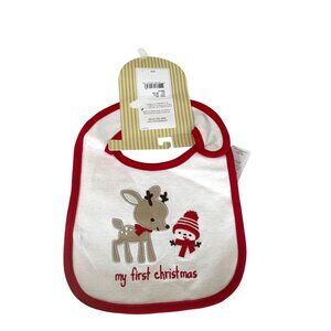 Child Of Mine Carters Infant Baby One Size Reindeer Snowman My 1st Xmas Drool Fe